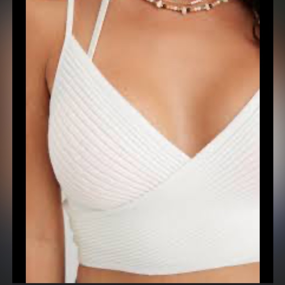 Aerie Ribbed Knit Crossover Crop Top Size S  Casual Spaghetti Strap Loungewear